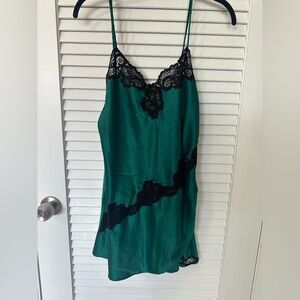 Victoria's Secret Green and Black Lace Chemise medium